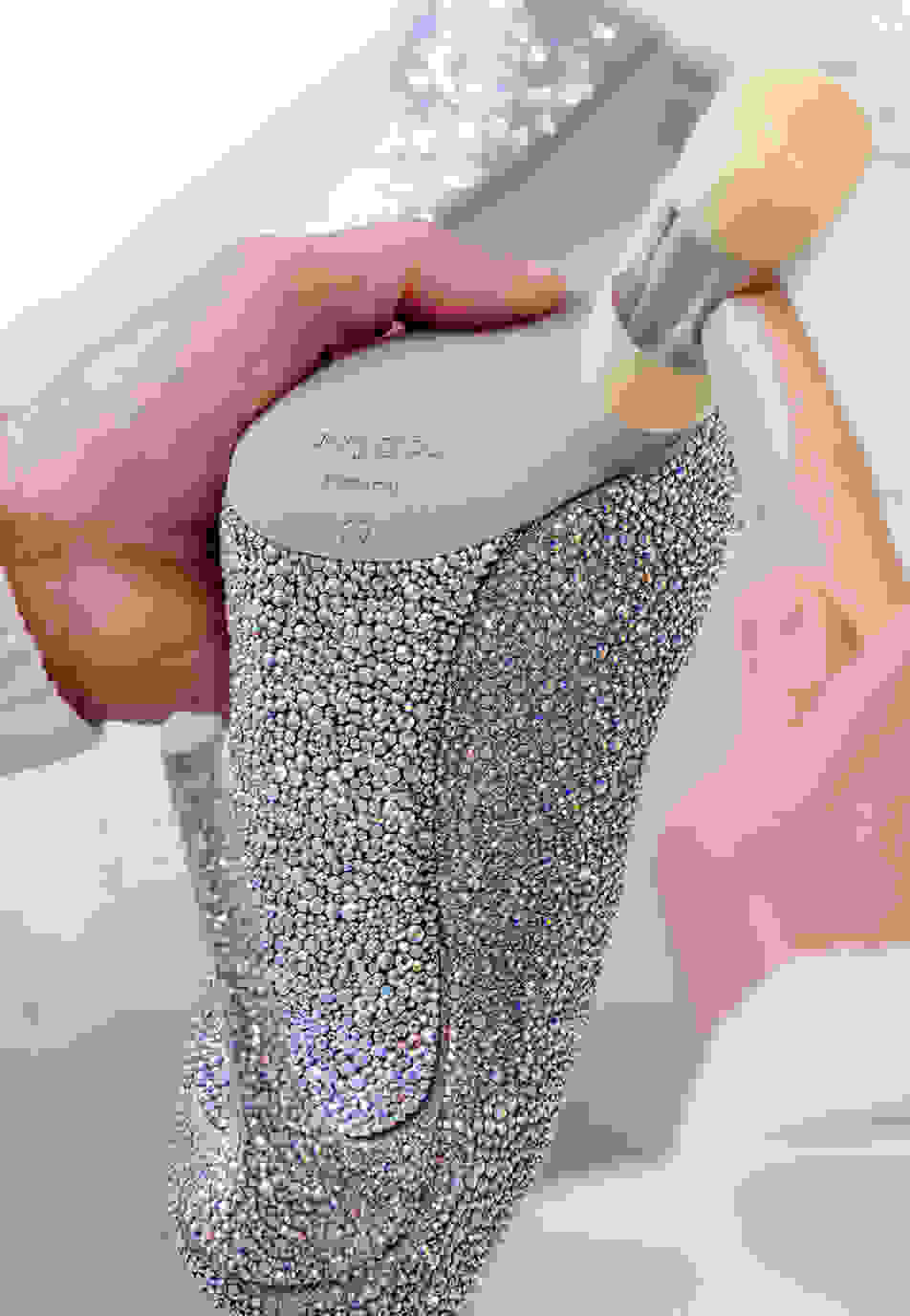 Jimmy 26s Crystal Slipper 45 Pink Silk Satin Cowhide 596341