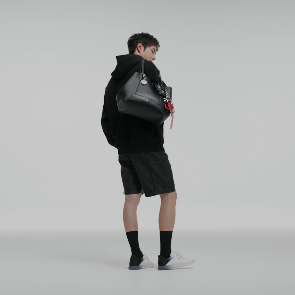 クパン　DIAMOND EDGE Diamond Belted TH/L-M| Black Leather Belted Top Handle Bag | JIMMY