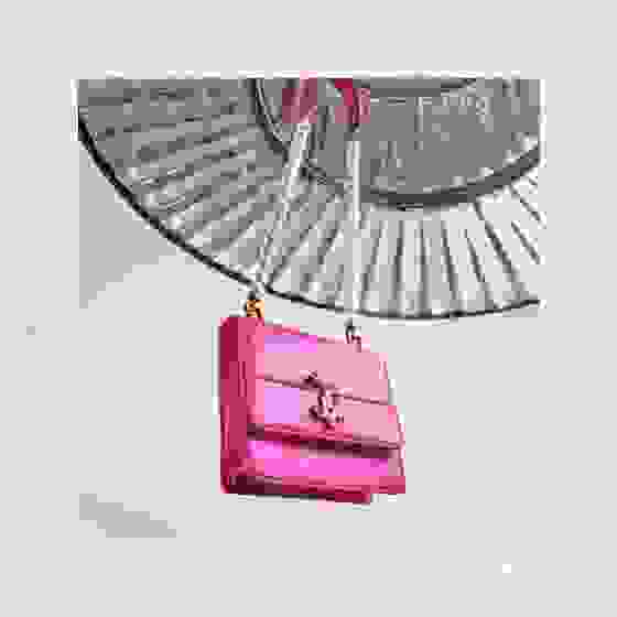 Jimmy Choo pink satin handbag with pearl strap  