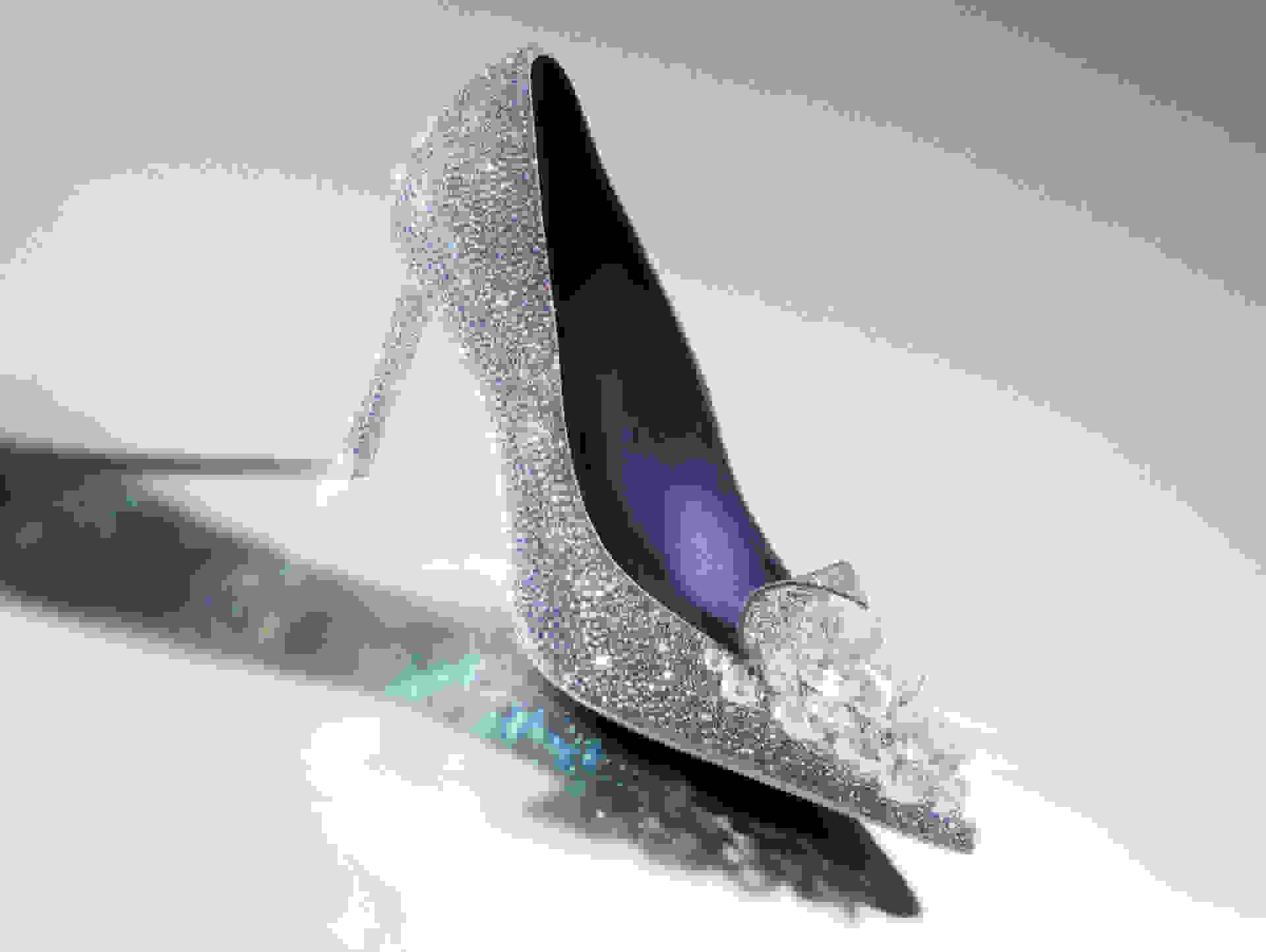 Jimmy Choo Swarovski crystal-encrusted Saeda shoes and Bon Bon handbag