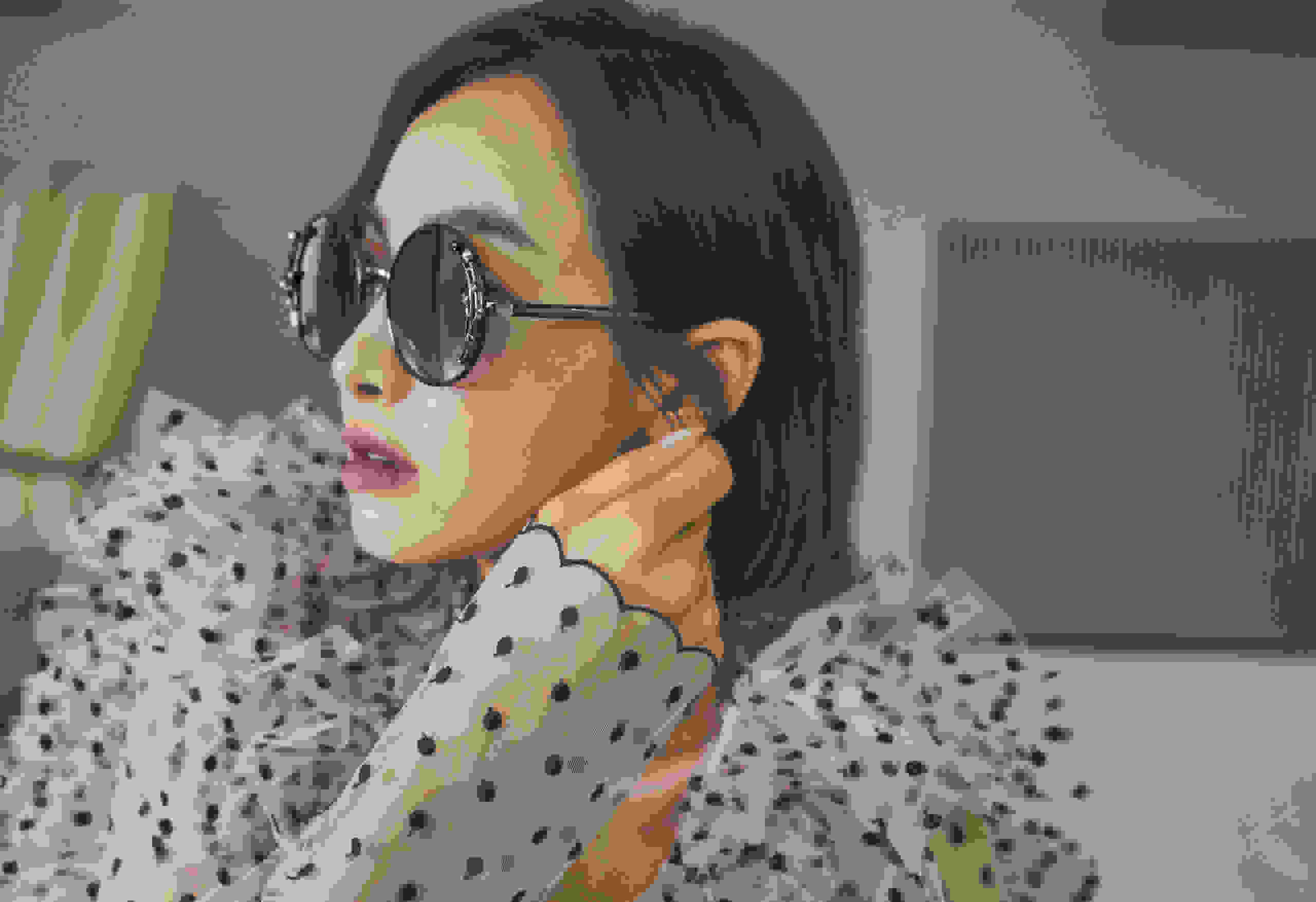 Victoria Song Qian wearing Jimmy Choo GEMA sunglasses