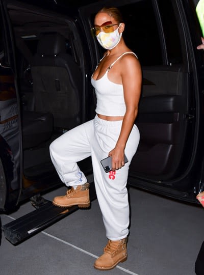 JLo wearing JIMMY CHOO X TIMBERLAND