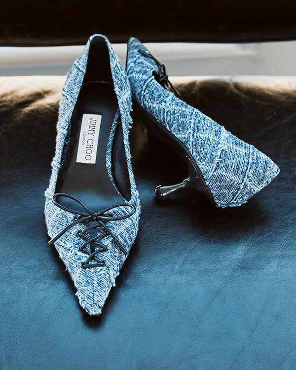 Jimmy Choo Tan Shoe on rock