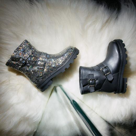 Jimmy Choo women's black biker boots and crystal-embellished biker boots