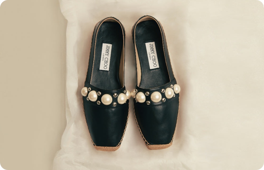 Jimmy Choo women's espadrilles with pearl embellishment