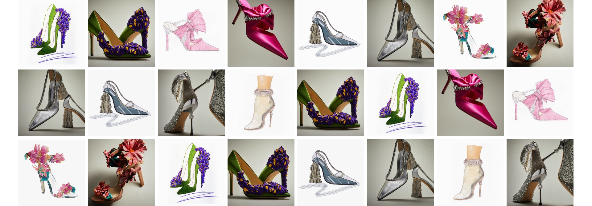 Jimmy Choo heels in two styles from the Choo Sketch collection