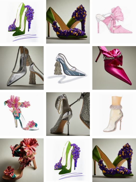 Jimmy Choo heels in two styles from the Choo Sketch collection