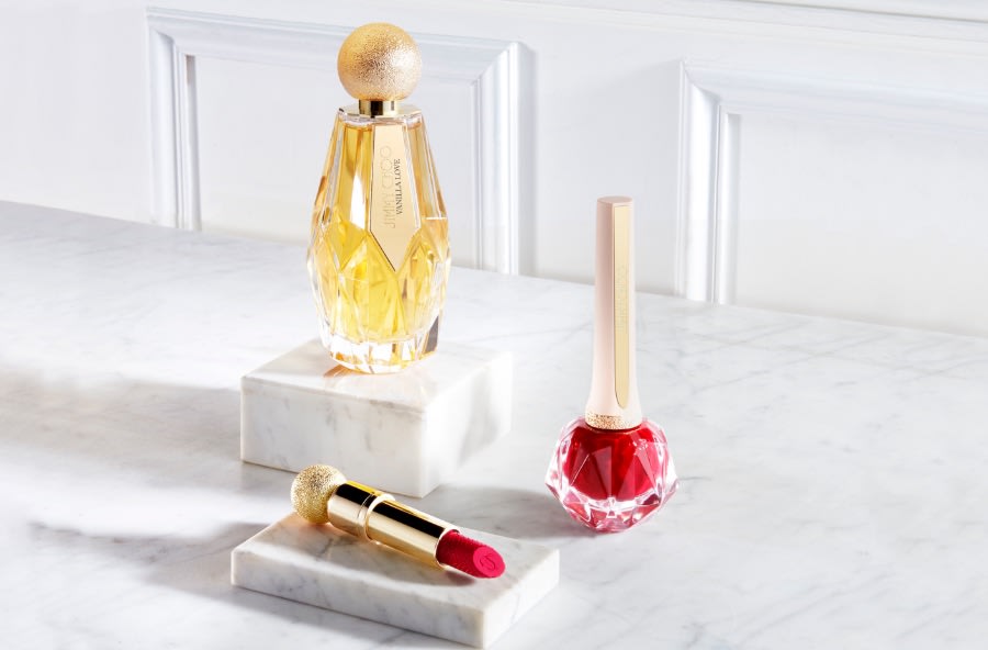 Jimmy Choo women’s beauty collection featuring fragrance, lipstick and nail polish