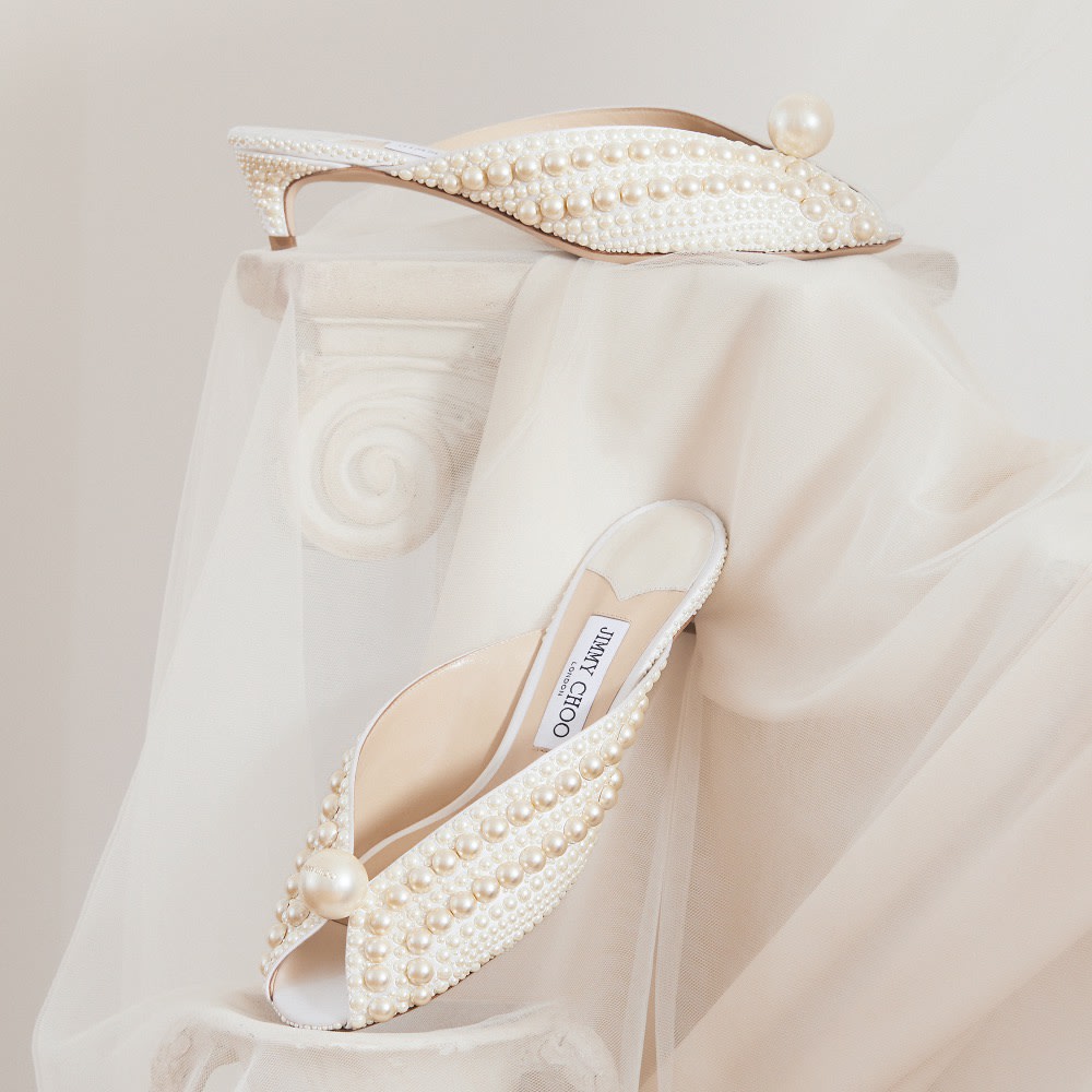 Jimmy Choo women's pearl-embellished bridal shoes